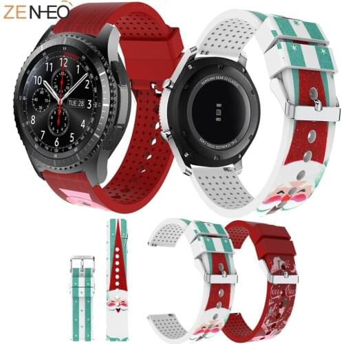 New arrival 22mm Soft Silicone Belt Strap For Samsung Gear S3 Universal Santa Claus Antler City Replacement Original New Strap