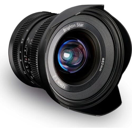 Brightin Star 12mm F2.0 Manual Focus Prime Lens Ultra-Wide Angle for Canon EF-M Sony E Fujifilm Fuji X FX M4/3 Mount Mirrorless