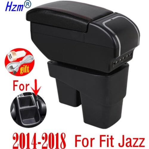 Arm rest box For Honda Fit Jazz 2014-2017 Center Centre Console Storage Box armrest PU Leather with cup holder