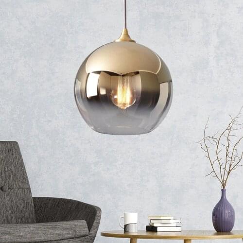 Plated Glass Ball Bar Restaurant Lighting fish hanging lamp Post-modern Bedroom Living Room Colored Gradient Glass pendant Lamps