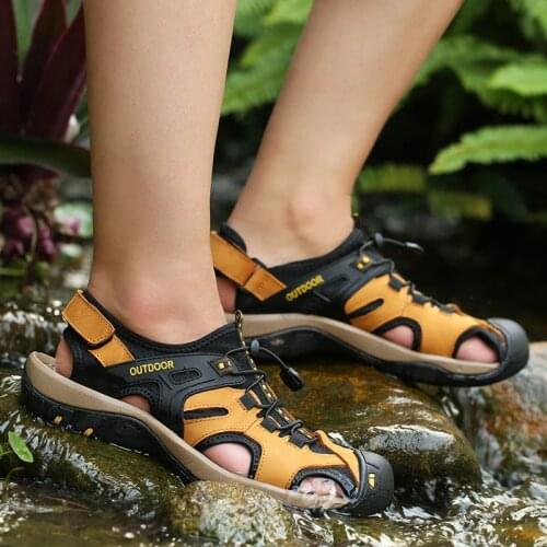 Big size 38-48 Summer Shoes Men Sandals Genuine Leather Business Casual Shoes Man Outdoor Beach Sandals Roman Water sandals w4