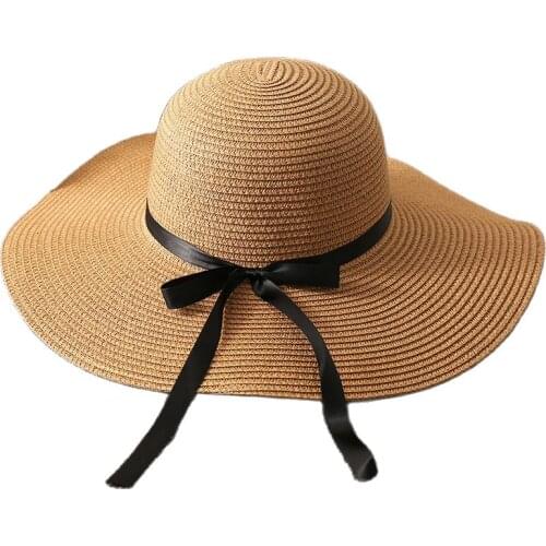 Summer Straw Hats Floppy Casual Vacation Travel Wide Brimmed Women Sun Hats 2020 Adjustable Foldable Beach Hats