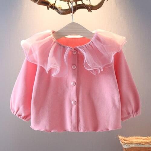 Girls' Sweater Jacket Cardigan 2021 New Spring and Autumn Foreign Style Baby Girls' Korean Childrens T-shirt Childrens Wear