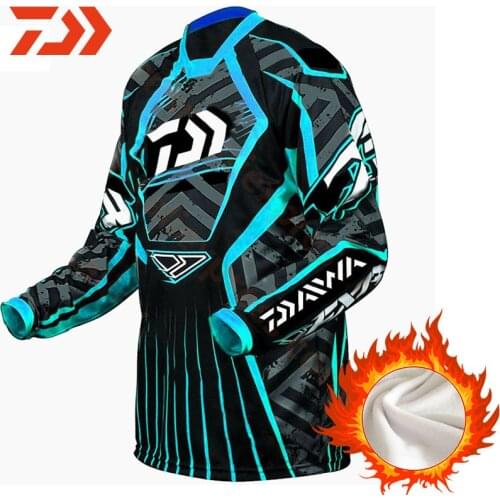 New DAWA Winter Fleece Fishing Cycling Jersey Man Long Sleeve Fishing Clothes Sweater Thermal Underwear Fishing Clothing