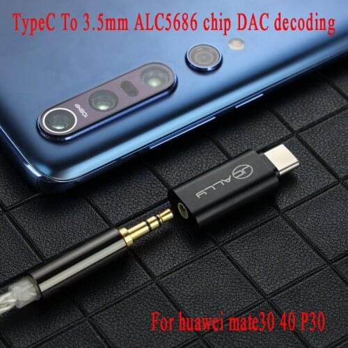TypeC To 3.5mm ALC5686 chip HiFi Portable Digital Audio HIFI Decoding Amp DAC Sound Card Adapter Cable For huawei mate30 40 P30