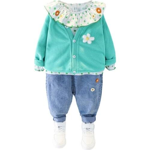 Spring Autumn New Baby Girl Clothes Suit Children Jacket T Shirt Pants 3Pcs/sets Toddler Fashion Clothing Kids Infant Tracksuits