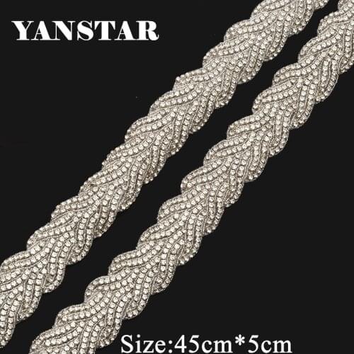 YANSTAR(10pcs) Wholesale Handmade Sew Silver Crystal Rhinestones Appliques On Wedding Dress Belt DIY Bridal Gown Sash YS991