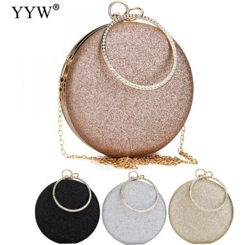 Clutch Rose Gold Gillter Handbag Wedding Evening Women Clutch Round Bag round Purses And Handbags Crossbody Party Shoulder Bags