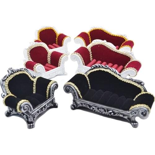 1 pcs Resin Velvet Flannel Jewelry Display Storage Box Sofa Shape Ring Necklace Earrings Ear Stud Stand Gift Case Ornament Rack