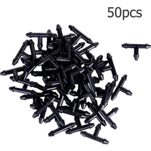 50Pcs Sprinkler Irrigation 1/4 Inch Barb Tee Water Hose connectors Pipe Hose Fitting Joiner Drip System for 4mm/7mm Hose