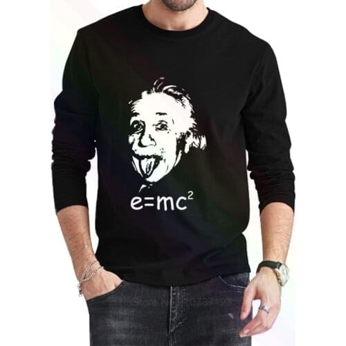 Albert Einstein e=mc2 Logo Classic Black T-Shirt 2021 Newest Summer Mens Long Sleeve Popular Tees Shirt Tops Novel Unisex