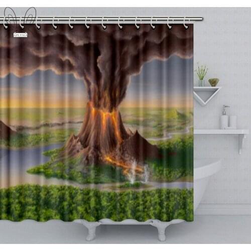 Aplysia Volcano Lava Decor Shower Curtain 72 x 72 Inches Volcano Eruption Waterproof Washable Bathroom Accessories with Hooks