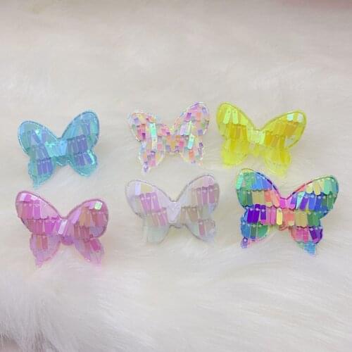 24Pcs 5*4.5CM Sequin Butterfly Padded Applique For DIY Clothes Shoes Hat Headwear Clips Crafts Decor Patches
