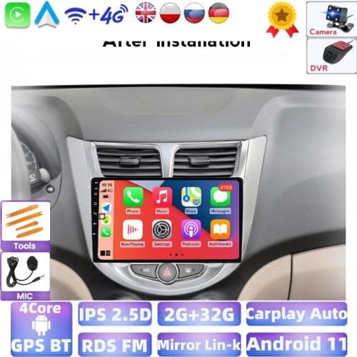 9inch IPS 1024*600 Android 2G+32G Car Radio Multimedia For Hyundai Solaris 1 2010-2016 GPS bluetooth usb FM
