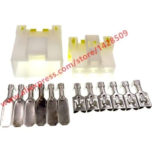 10 Sets 6 Pin Female Male 6.3mm Auto Socket Electrical Wiring Cable Connector 7122-6060 7123-6060