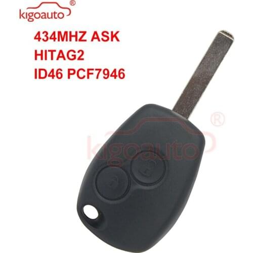 Kigoauto Remote car key 2 button 433Mhz VA6 blade PCF7946 ASK for Renault Master Clio Twingo Modus Kangoo key