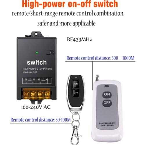COLOROCK Wireless DIY Switch RF433 Remote Control 30A 100-240V AC Used with Two Remote Rontrols