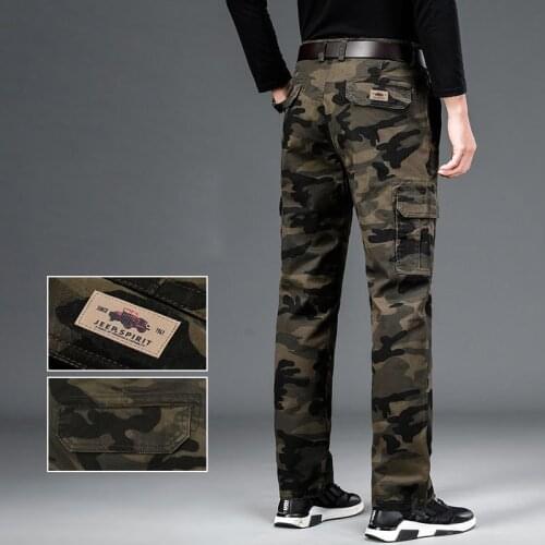J9926 Spring Autumn Oversized Camouflage Cargo Pants Men Cotton Casual Loose Multi-Pocket Male Tactical Military Trousers M-4XL
