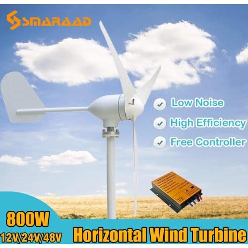 Factory Price 800W 12V 24V/ 48V Wind Turbine Generator With Waterproof Wind Controller for Home use Low Start-up Windmill Speed