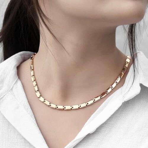 Light 585 Rose Gold Womens Necklaces Marina Stick Dropshipping Chain Necklace for Women Men Jewelry Fashion Gifts 5mm 60cm DCN17