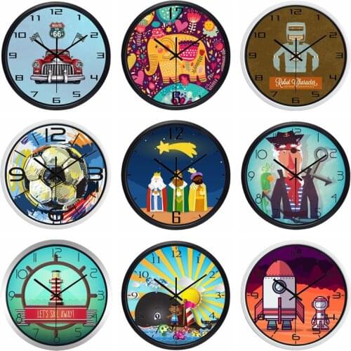 10inch Cartoon Cute Baby Kids Rooms Glass Wall Clock, No sound deep Sleep Watch