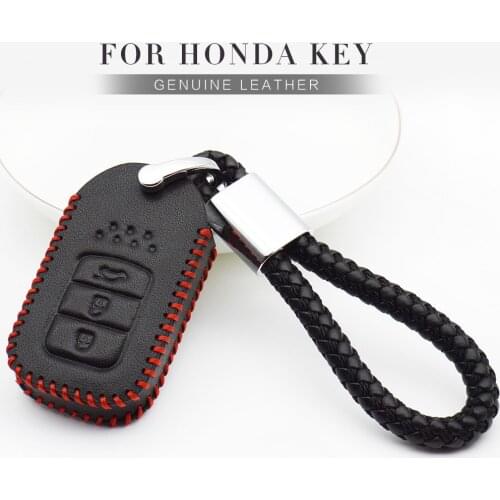 For Honda Civic 4d City Accord 2018 CRV HRV JAZZ Pilot Stream Genuine Leather Car Key Case Cover Key Ring Protection Shell Bag