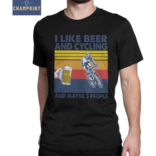 Mens I Like Beer And Cycling And Maybe 3 People Mountain Bike T Shirts Cotton Clothes MTB Lover Tee Shirt Birthday Gift T-Shirt