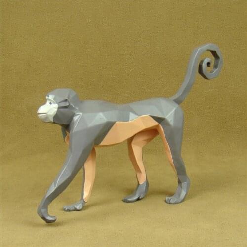 Geometric Monkey Statue Abstract Resin Primate Animal Sculpture Ornament Art and Craft For Room Decoration and Birthday Present