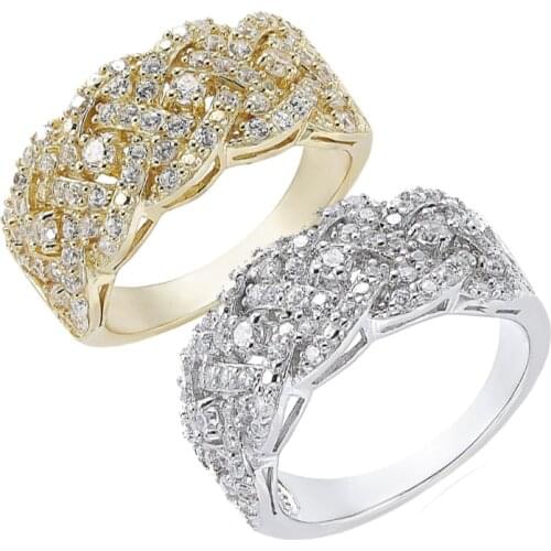 Hot Sale Fashion Temperament Ladies Ring Golden Cross Braided Zircon Rings for Women Wedding JewelryWhole Sale