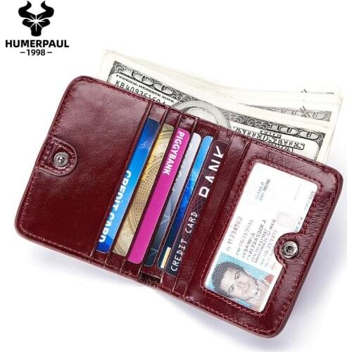 HUMERPAUL 100% Cow Genuine Leather Men Wallet Coin Purse Small Mini Card Holder Fashion PORTFOLIO Portomonee Hasp Male