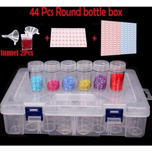 Square Round Diamond Painting Accessories Box Diamond Embroidery Bead Storage Bottle Dismountable 28/44/60 Slots Tools Kits