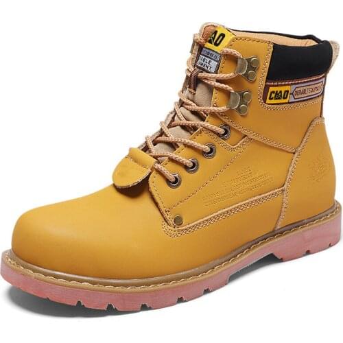 Fashion Casual Boots Men 2021 Autumn Winter Comfy Durable Outsole Men Shoes high quality Genuine leather Men Work Boots