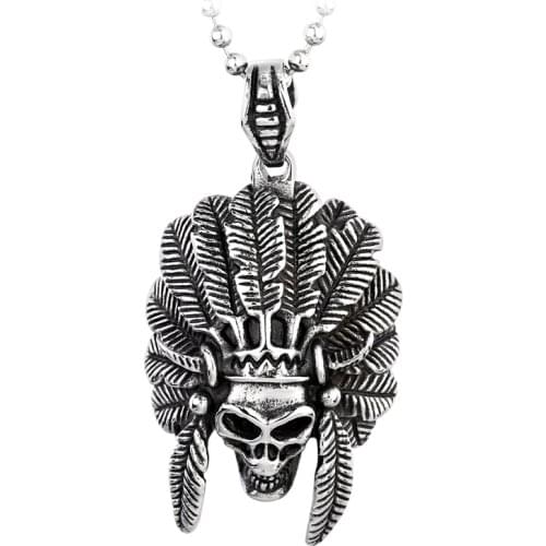 316L Stainless Steel Vintage Skull Necklace Pendant Punk personality Jewelry for man