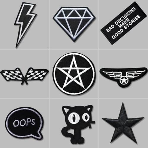 Cat Letter Embroidery Patches For Clothing Diamond Patch Iron On Patches On Clothes DIY Military Cloth Badges Clothes Stickers