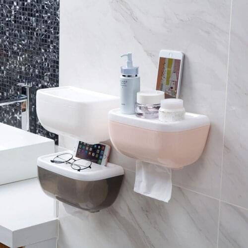 Wall Mounted Bathroom Tissue Dispenser Napkin Holder Bathroom Car Tissue Box Paper Tray Roll Waterproof Toilet Paper Shelf