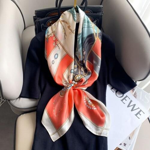 2021 Newest 90*90cm Elegant Flower Design Women Luxury Scarf Female Multifunctional Headwraps