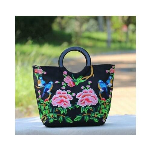 New Floral Embroidered Shopping bags!All-match Vintage Embroidery Women Top-handle bags Top Shopping Lady handbag Fashion bags