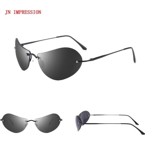 JN IMPRESSION Mini Rimless Sunglasses Men Classic Matrix Morpheus Glasses Women Steampunk Movie Eyewear Ultra-light Thin Frame