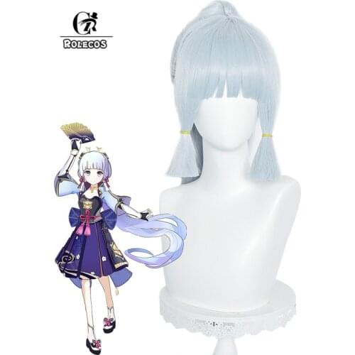 ROLECOS Kamisato Ayaka Cosplay Wig Genshin Impact Kamisato Ayaka Cosplay Wig Women 75cm Headwear Synthetic Hair Heat Resistant