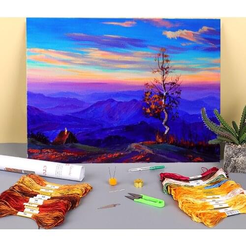 Landscape Autumn Silence Pre-Printed 11CT Cross Stitch Embroidery Full Kit DMC Threads Hobby Painting Handicraft Sewing Sales