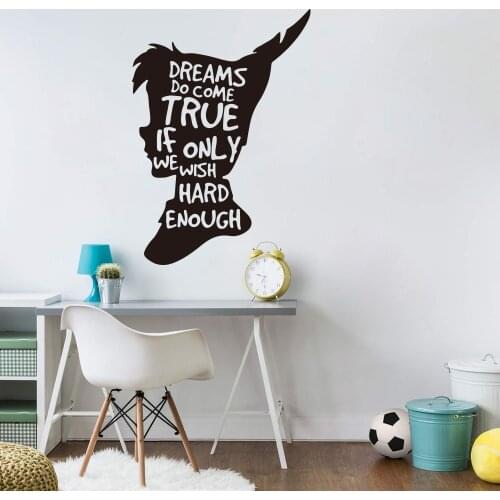 Peter Pan Dream Quote Wall Decal Nursery Kids Room Tinkerbell Peter Pan Inspirational Quote Wall Sticker Playroom Vinyl Decor