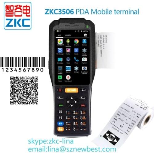 Handheld rugged pda barcode laser scanner android with built in thermal printer support rfid rugged pos terminal