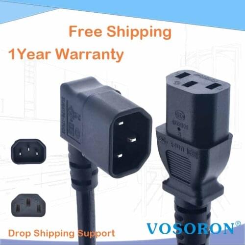 Right Angled IEC 320 C14 Male to C13 Female Cord,C14 to C13 Power Extension Cable For PDU UPS,H05VV-F VDE AC Cord 0.3m-1m