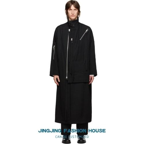 S-7XL!!2021 mens zipper jacket woolen black coat