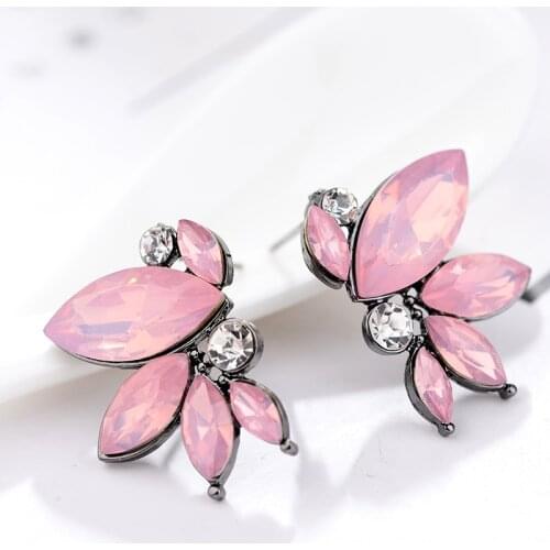 LUBOV Symmetrical Acrylic Opal Stone Stud Earrings for Woman And Girls Unique Personality Fashion Jewelry Christmas Gift New