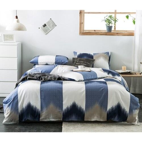 Modern British Minimalist Style Cotton Duvet Cover Bed Linen Bed sheet Fitted Sheet Pillowcases Bedclothes King Queen Size 4pcs