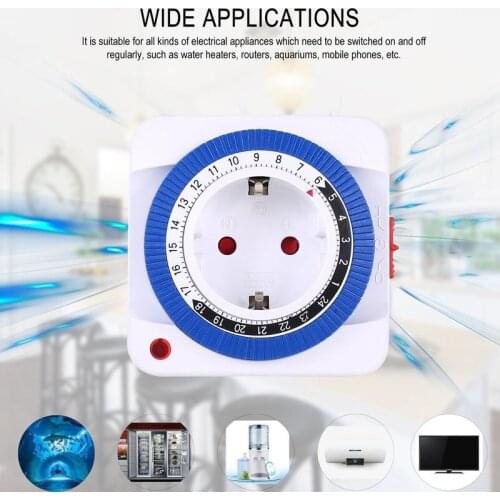 Timer Switch Socket 24 Hours Plug-in Programmable Timing Socket Automatically Turn On Off Electrical Appliances Power Fittings