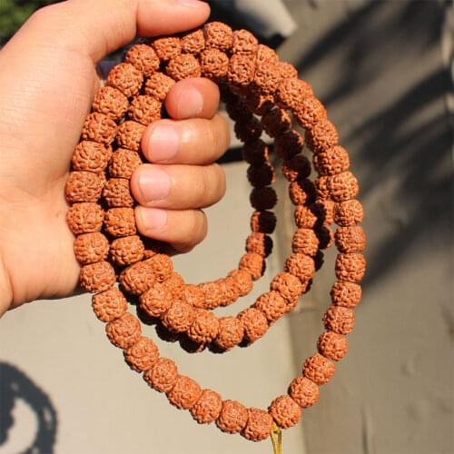 Tibetan Basalt Pattern Small Vajra Bodhi 108 Beads Bracelet Wenwan for Men and Women
