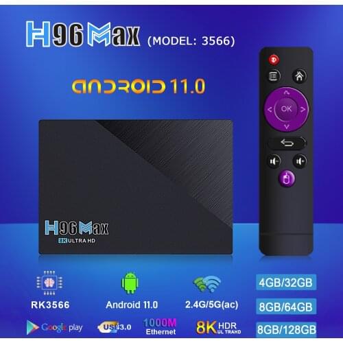 H96 Max RK3566 Android11.0 Smart TV Box Up To 8GB RAM 128G Dual-Band Wifi Bluetooth 4.0 Tvbox