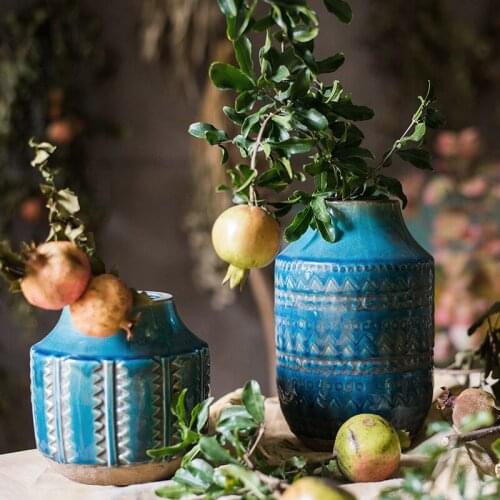 Vases Home Decor Retro Blue Living Room Decoration Ceramic декор для дома цветы в горшках декор украшения для дома Floreros